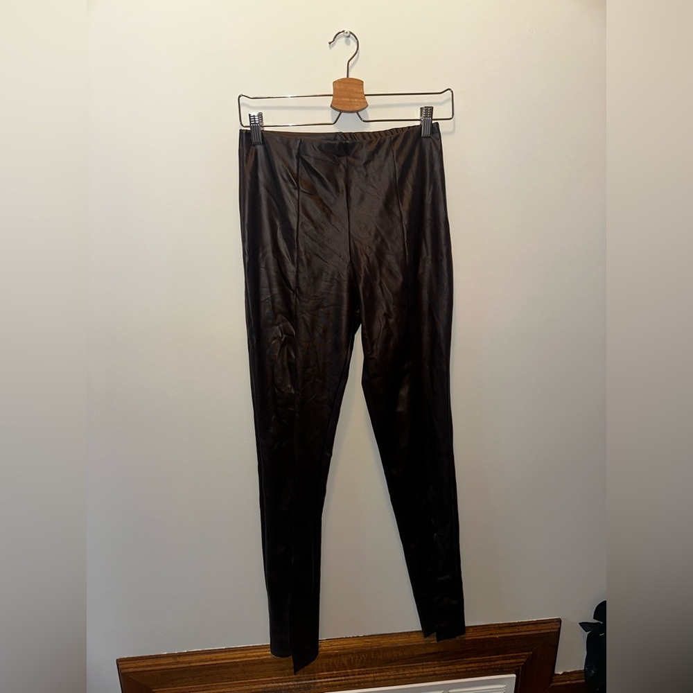 Brown Faux Leather Leggings